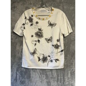 Alfred Dunner Petite‎ Women's Red Beaded Shirt Size Small